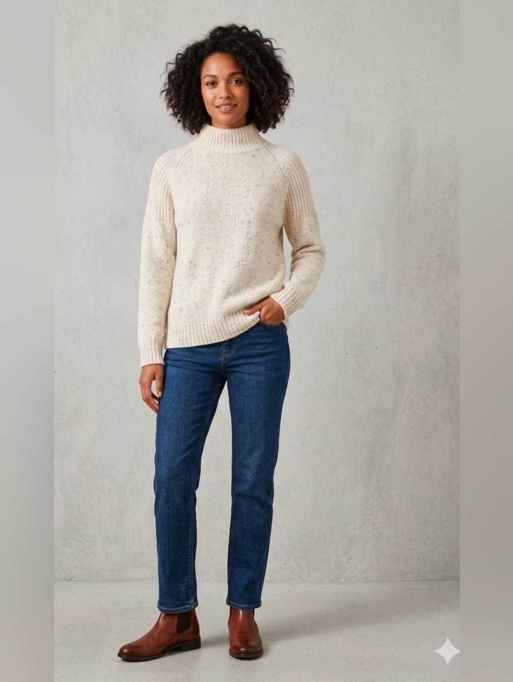 Sanctuary Cozy Moment Alpaca Wool Blend Mock Neck Sweater Chalk Cream L